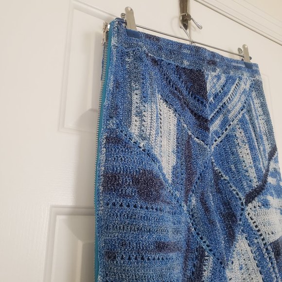 Rag & Bone Jasmin Blue Crochet Mosaic Skirt  - Size L - Picture 4 of 11